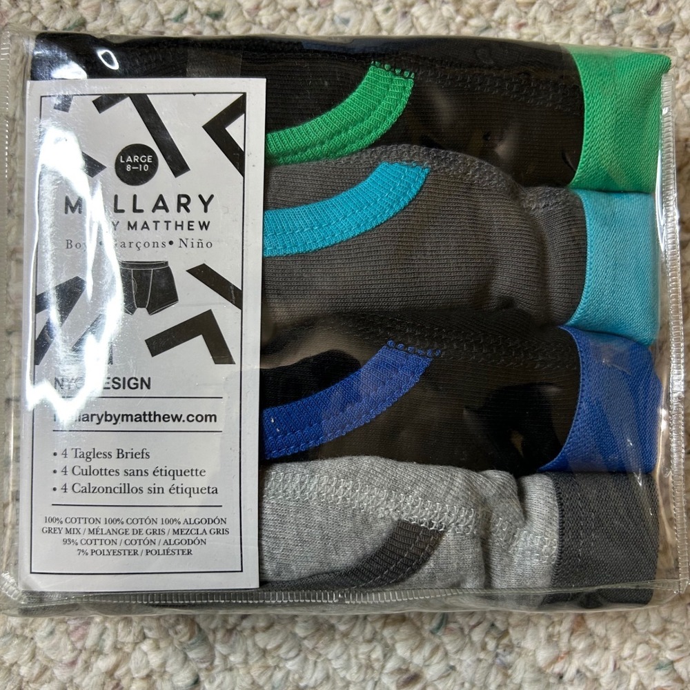 Mallary Matthew Boys Tagless Briefs Underwear 4-Pack Large 8-10